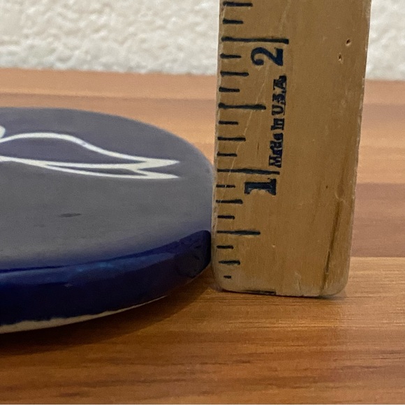 Vintage PETTEFORD Cobalt Blue Butterfly Flower Ceramic Trivet Bread Warmer Tile - Picture 7 of 10